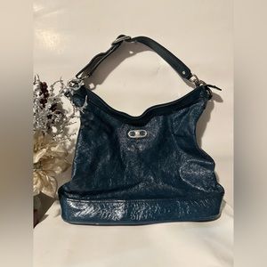Blue Celine Distressed Leather Handbag